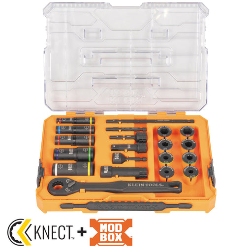 Klein Tools 65240 KNECT™ Impact Pass Through and Deep-Well Flip Socket Set, 20-Piece - Edmondson Supply