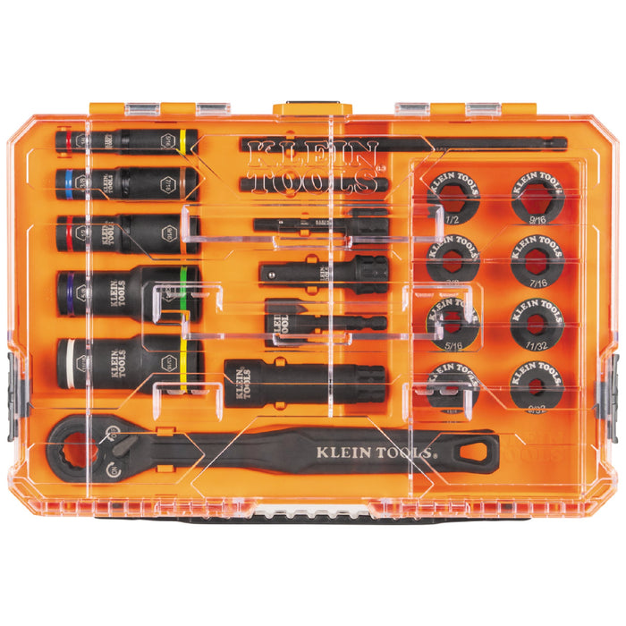 Klein Tools 65240 KNECT™ Impact Pass Through and Deep-Well Flip Socket Set, 20-Piece - Edmondson Supply