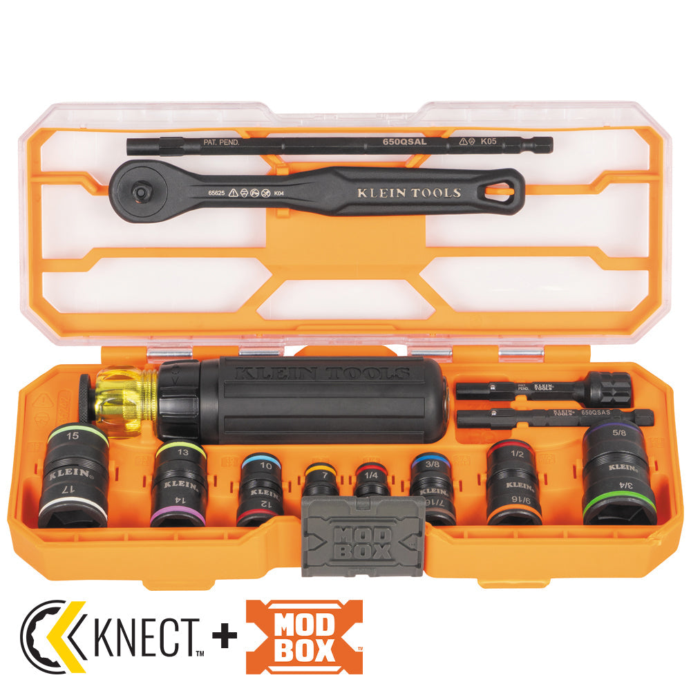 Klein Tools 65242 Flip-16 KNECT™ Ratcheting Impact Flip Socket Screwdriver Set - Edmondson Supply