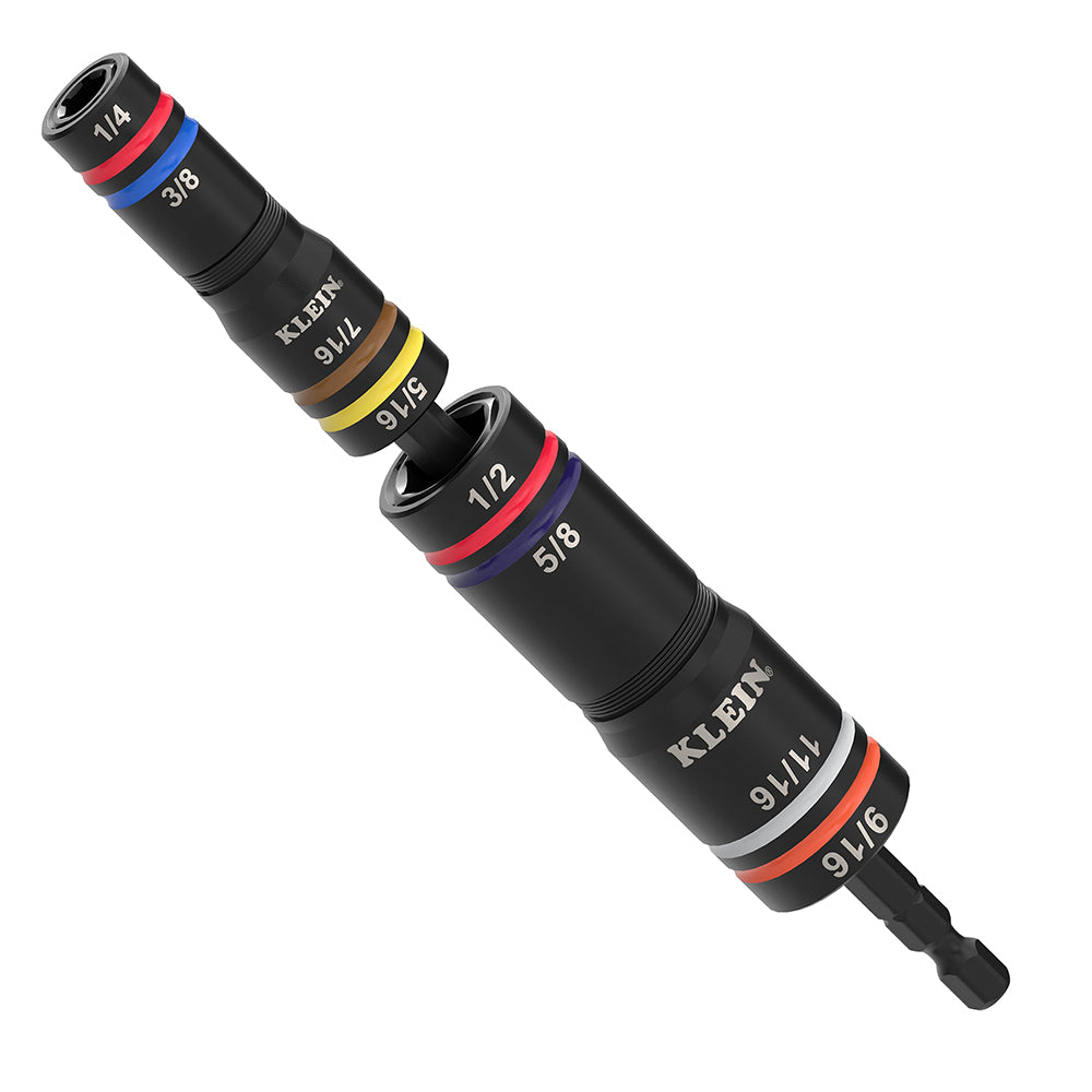 Klein Tools 652QS Quad-8 Deep-Well Heavy-Duty Impact Flip Sockets, SAE, 3-Piece - Edmondson Supply