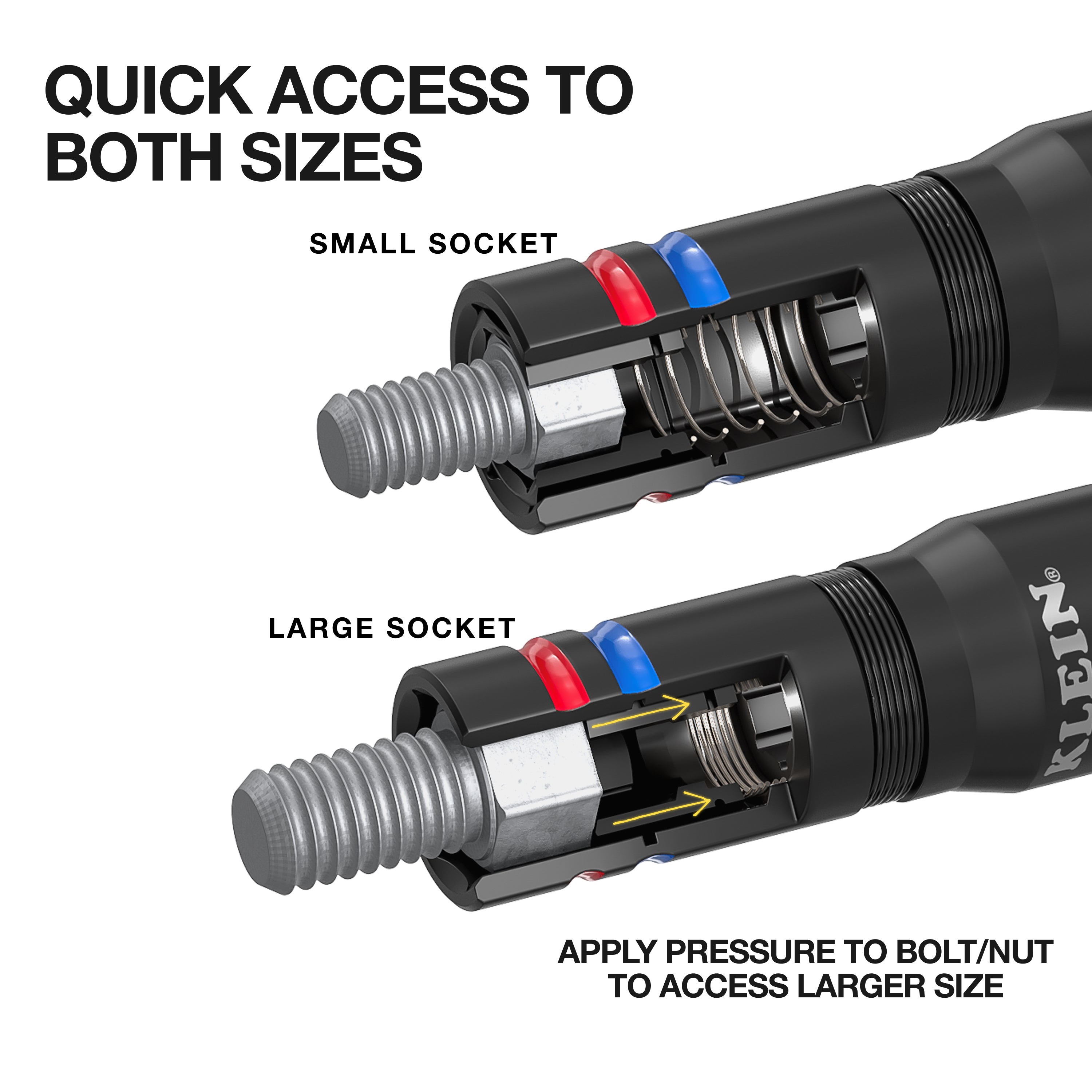 Klein Tools 652QS Quad-8 Deep-Well Heavy-Duty Impact Flip Sockets, SAE, 3-Piece - Edmondson Supply