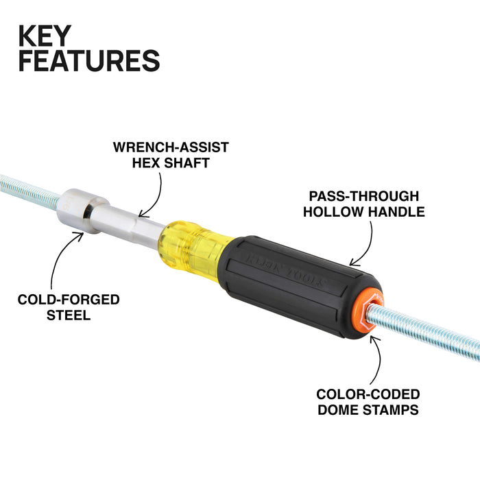 Klein Tools 65456 Color-Coded Hollow-Shaft Heavy-Duty Nut Driver Set, 6-Piece - Edmondson Supply