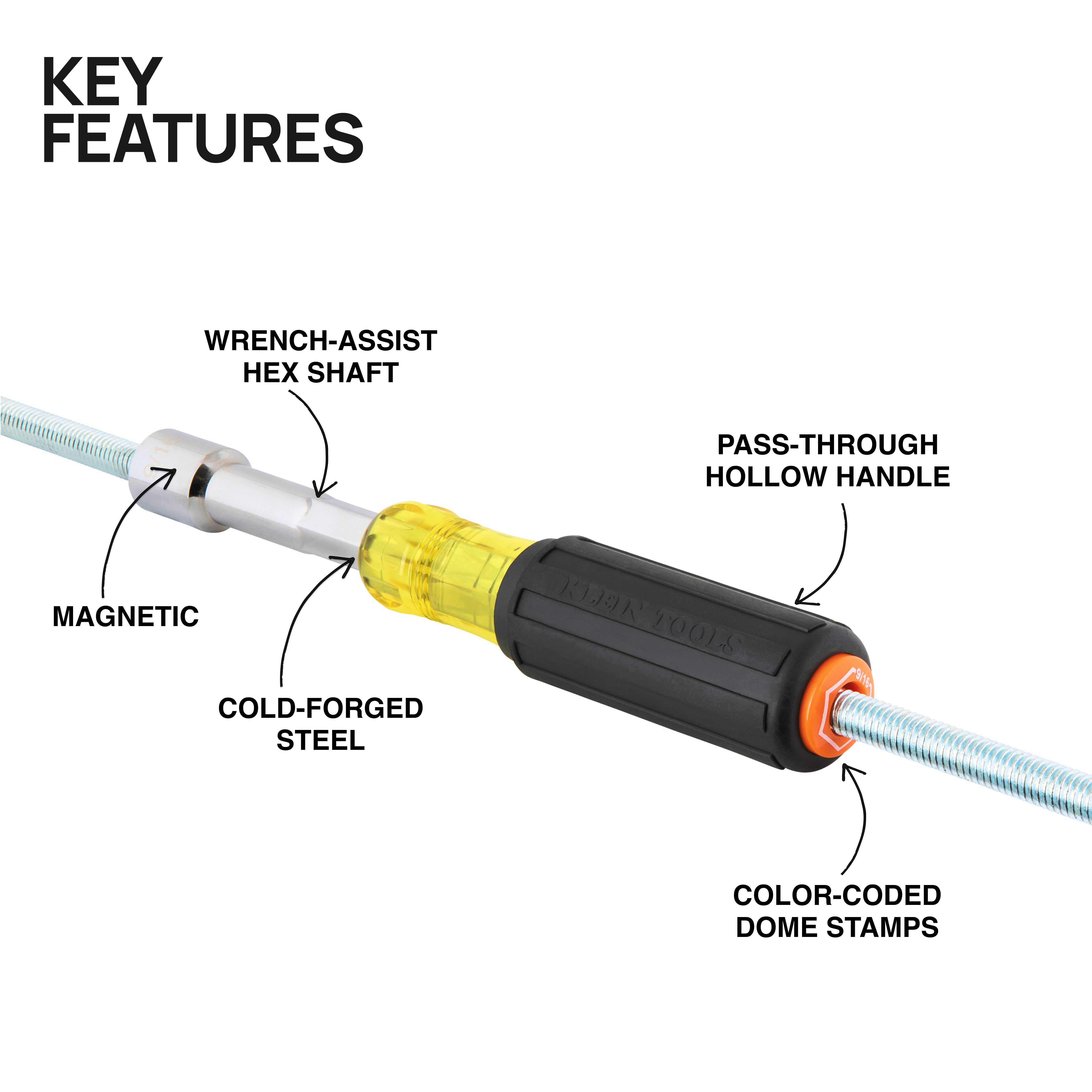 Klein Tools 65456MAG  Color-Coded Magnetic Hollow-Shaft Heavy-Duty Nut Driver Set, 6-Piece - Edmondson Supply