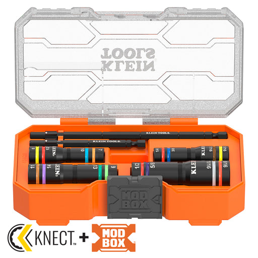 Klein Tools 654QS KNECT™ Quad-16 Heavy-Duty Impact Flip Sockets, SAE and Metric, 6-Piece - Edmondson Supply
