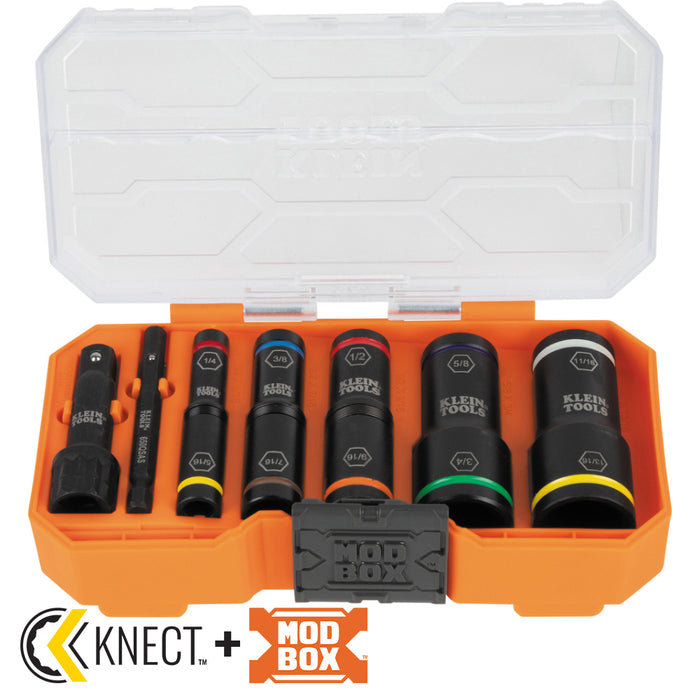 Klein Tools 65618 KNECT™ Flip-10 Heavy Duty Flip Impact Socket Set, SAE, 8-Piece - Edmondson Supply