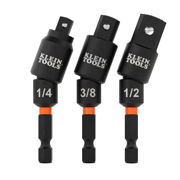 Klein Tools 65813SW Swivel Impact Driver Socket Adapter Set, 3-Piece - Edmondson Supply
