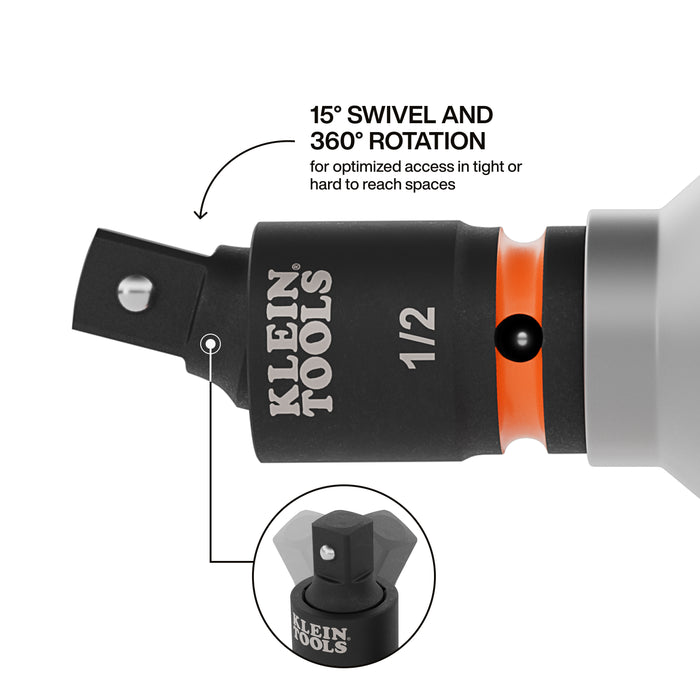 Klein Tools 65842SW Swivel Impact Wrench Adapter Set, 2-Piece - Edmondson Supply