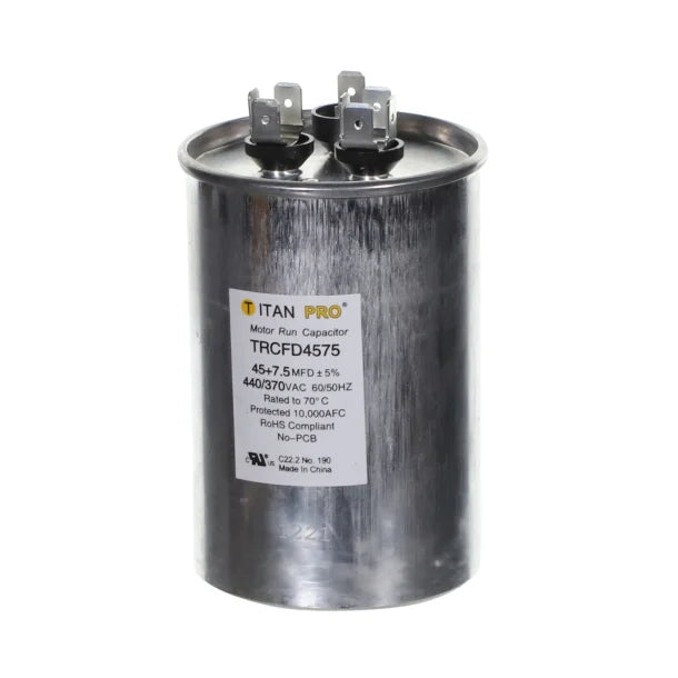 Packard TRCFD4575 Titan PRO Run Capacitor 45+7.5 MFD 440/370V Round Motor Run Capacitor - Edmondson Supply