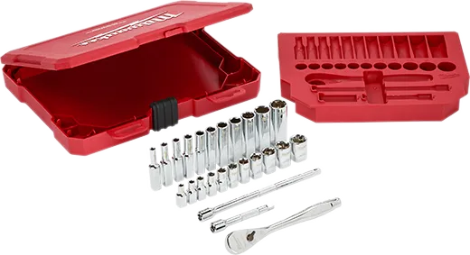 Milwaukee 48-22-9404 1/4" Drive 26pc Ratchet & Socket Set - SAE - Edmondson Supply