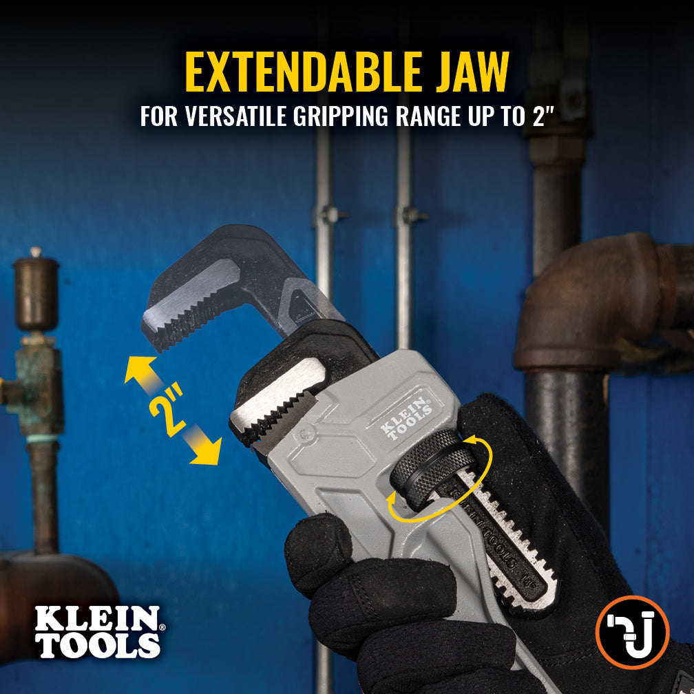 Klein Tools 68224 Adjustable Cast Aluminum Pipe Wrench, 14-Inch - Edmondson Supply