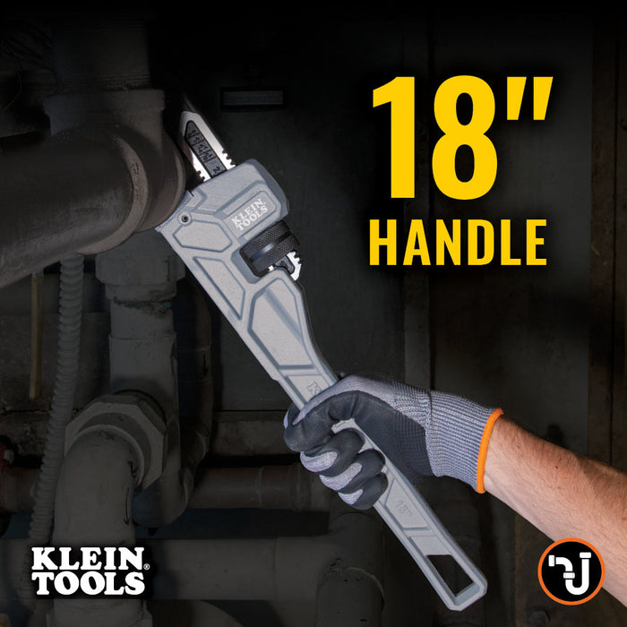 Klein Tools 68225 Adjustable Cast Aluminum Pipe Wrench, 18-Inch - Edmondson Supply