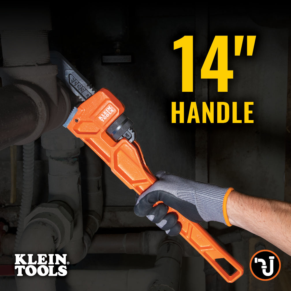 Klein Tools 68227 Adjustable Cast Iron Pipe Wrench, 14-Inch - Edmondson Supply