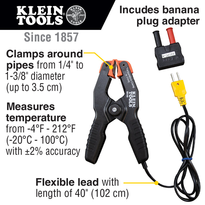 Klein Tools 69140 K-Type Temperature Pipe Clamp