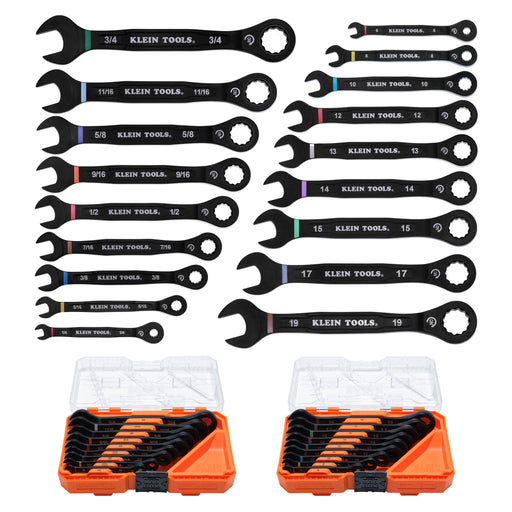 Klein Tools 69418CG Ratcheting Combination Wrench Set, SAE / Metric, 18-Piece - Edmondson Supply