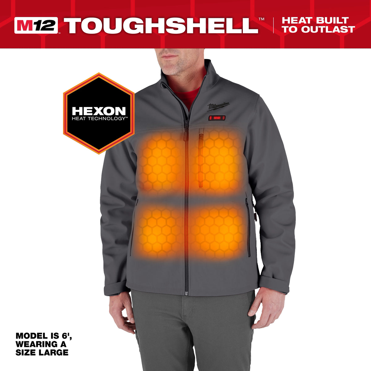 Milwaukee M100G-21L M12™ Heated TOUGHSHELL™ Work Jacket (Gray, Size L) - Edmondson Supply