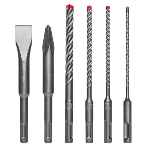 Diablo Tools DMAPL9930-S6 6pc SDS-Plus Rebar Demon™ 4-Cutter Full Carbide Head Hammer Drill Bit & Chisel Set - Edmondson Supply