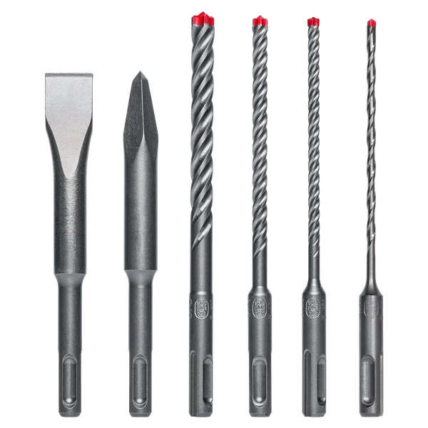 Diablo Tools DMAPL9930-S6 6pc SDS-Plus Rebar Demon™ 4-Cutter Full Carbide Head Hammer Drill Bit & Chisel Set - Edmondson Supply