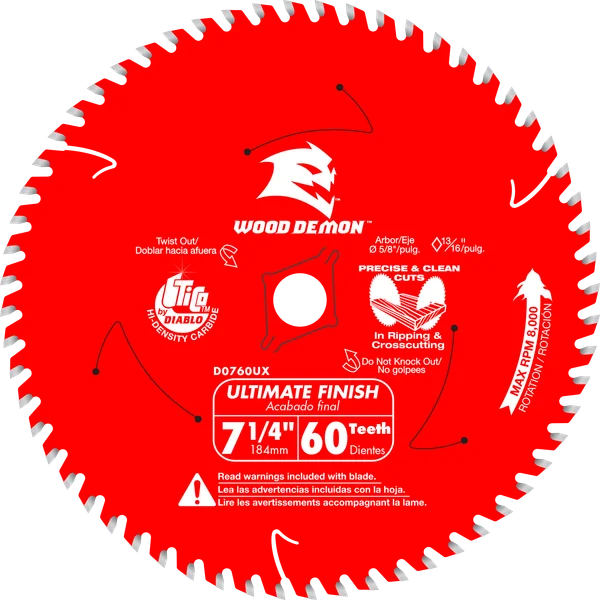 Diablo Tools D0760UX 7-¼ 60-Teeth Wood Demon™ Ultimate Finish Carbide Saw Blade for Wood - Edmondson Supply