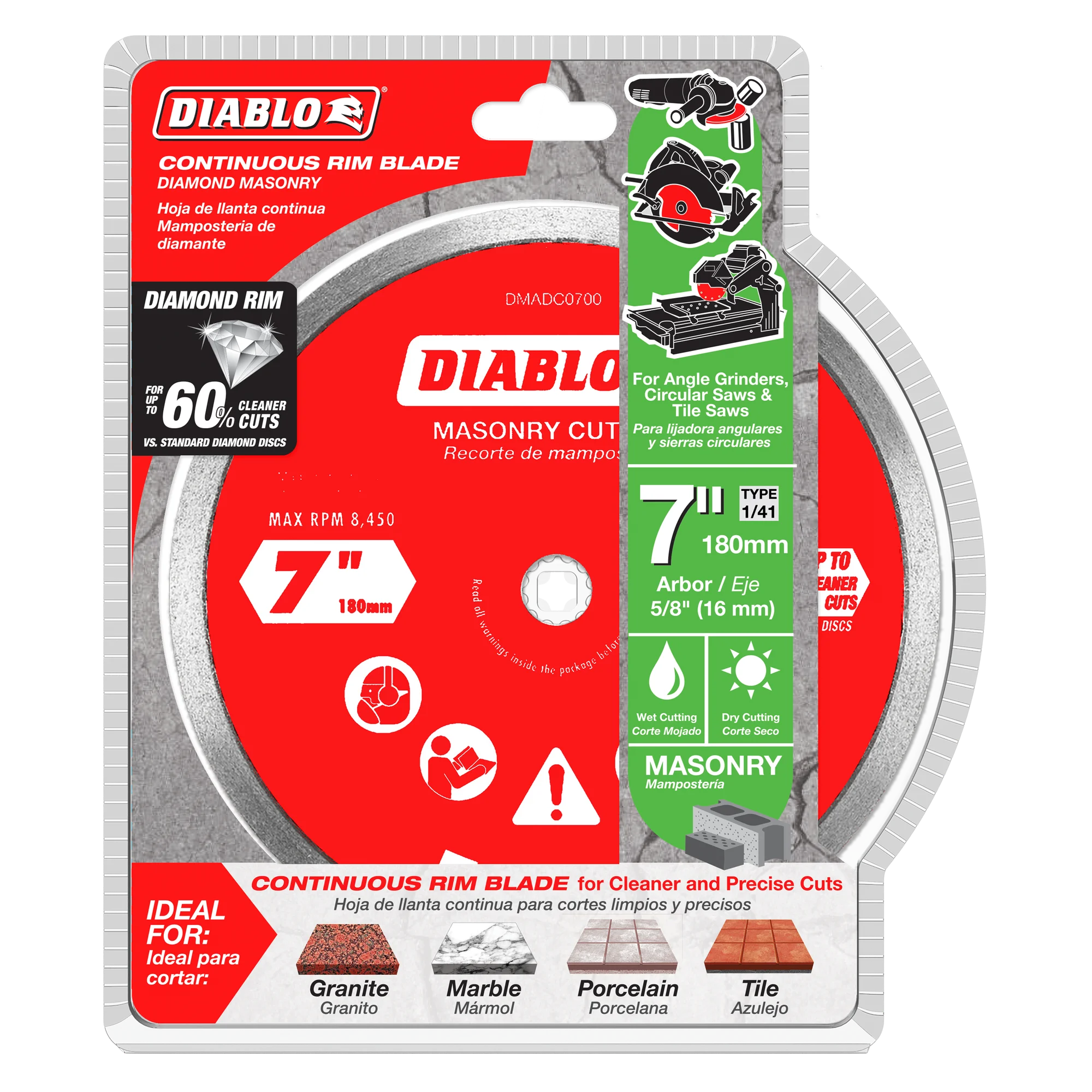 Diablo Tools DMADC0700 7" Diamond Continuous Rim Masonry Cut-Off Disc - Edmondson Supply