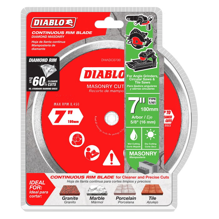 Diablo Tools DMADC0700 7" Diamond Continuous Rim Masonry Cut-Off Disc - Edmondson Supply