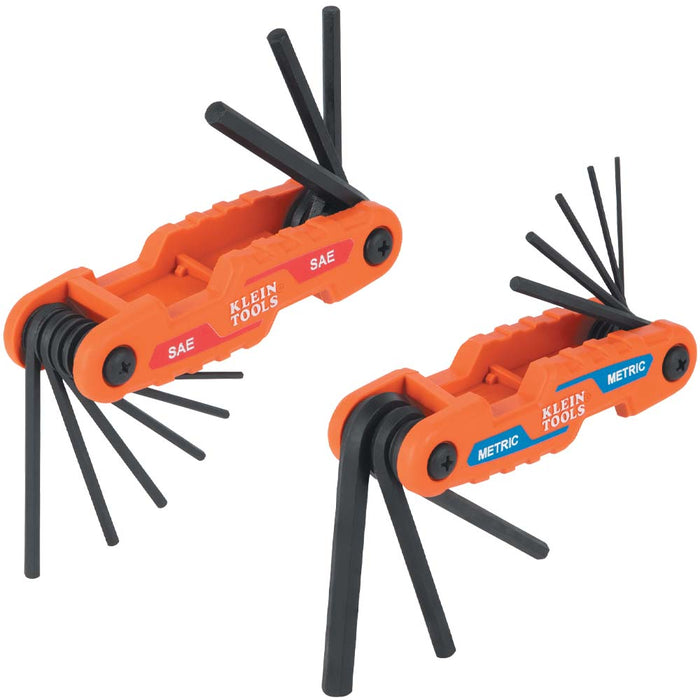 Klein Tools 70542 Compact Folding Hex Key Set, SAE and Metric - Edmondson Supply