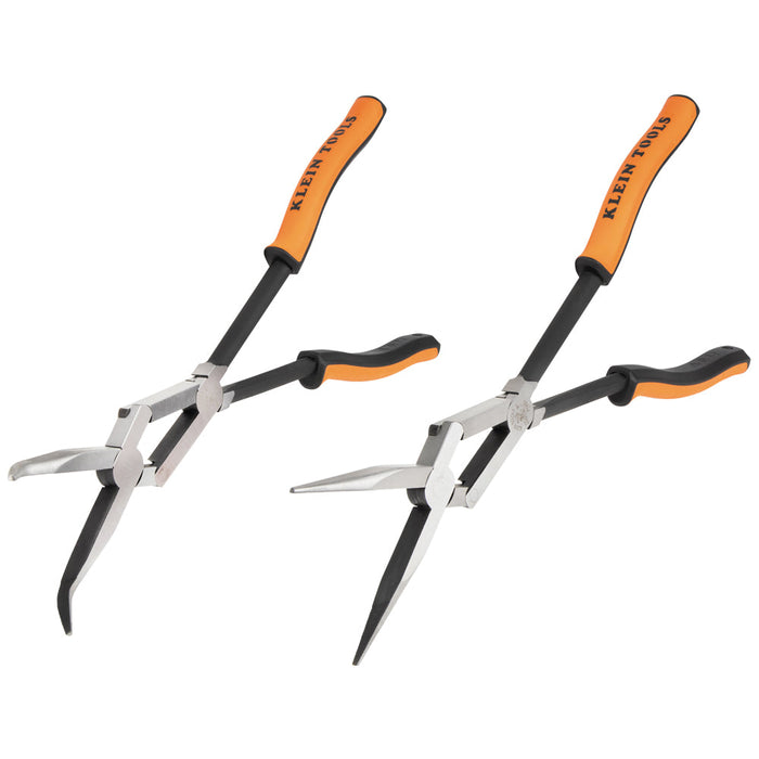 Klein Tools 71402 Long Reach Needle Nose and Bent Nose Pliers Set, 13-Inch, 2-Piece - Edmondson Supply