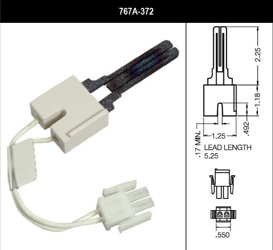 Copeland White-Rodgers 767A-372 Carbide Ignitor - Direct OEM Replacement