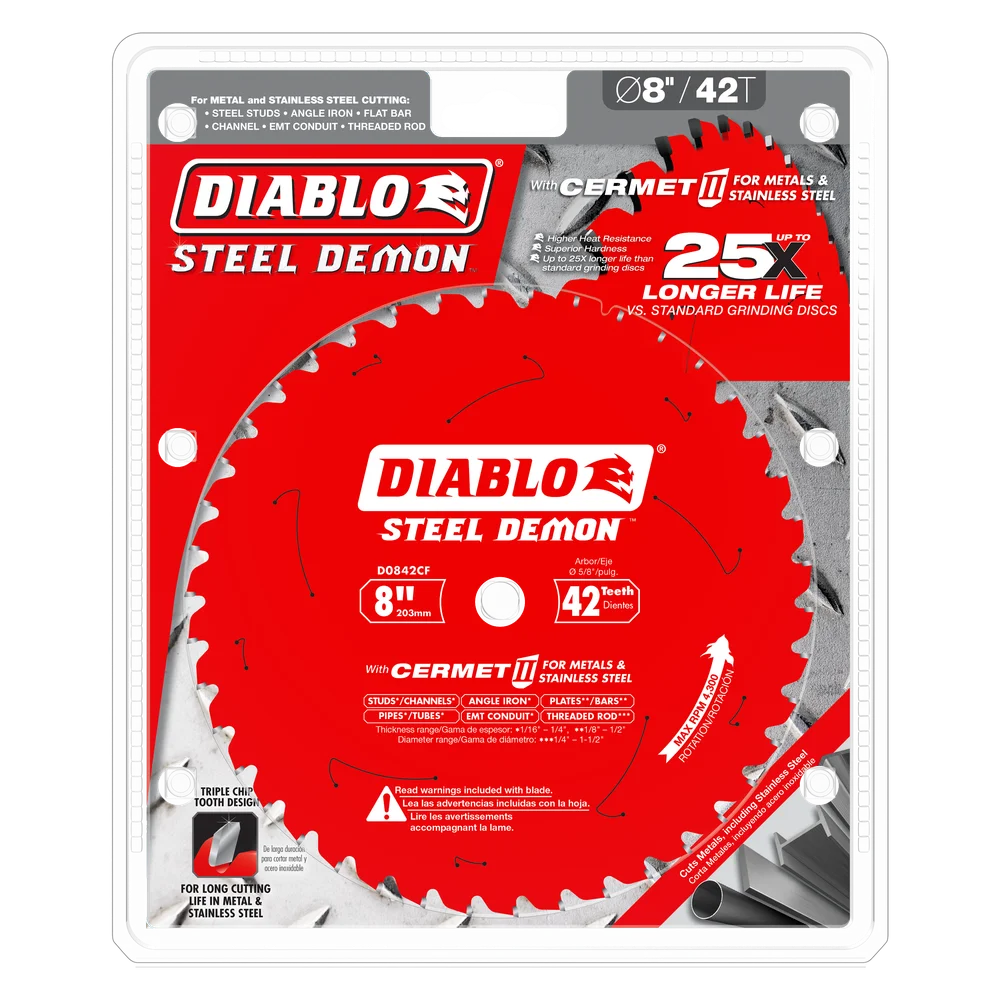 Diablo Tools D0842CF 8" x 42-Teeth Steel Demon Cermet II Saw Blade for Thick Metal - Edmondson Supply