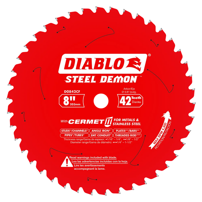 Diablo Tools D0842CF 8" x 42-Teeth Steel Demon Cermet II Saw Blade for Thick Metal - Edmondson Supply