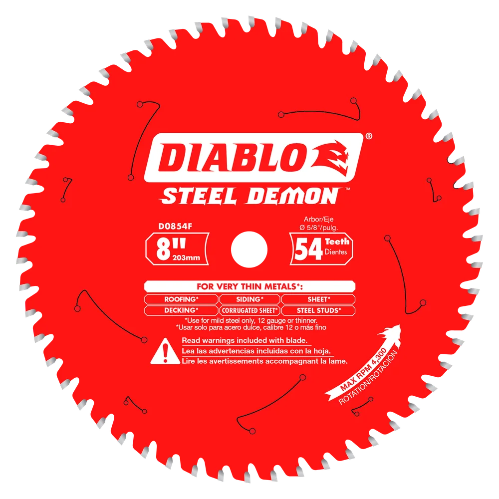 Diablo Tools D0854F 8 in. x 54 Tooth Steel Demon Carbide-Tipped Saw Blade for Metal - Edmondson Supply