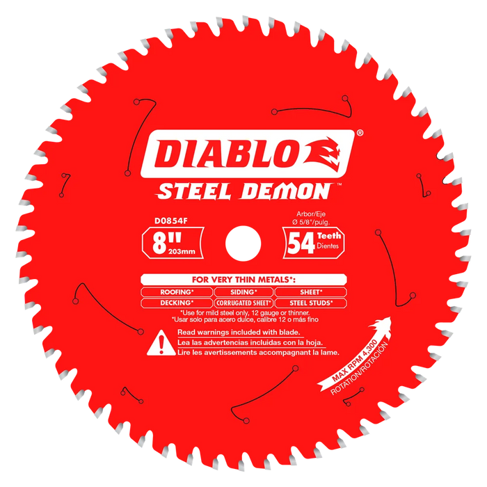 Diablo Tools D0854F 8 in. x 54 Tooth Steel Demon Carbide-Tipped Saw Blade for Metal