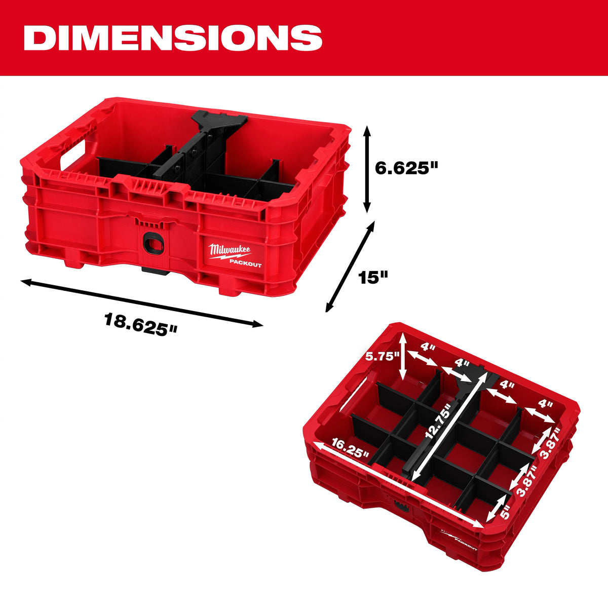 Milwaukee 48-22-8438 PACKOUT™ Low-Profile Crate - Edmondson Supply