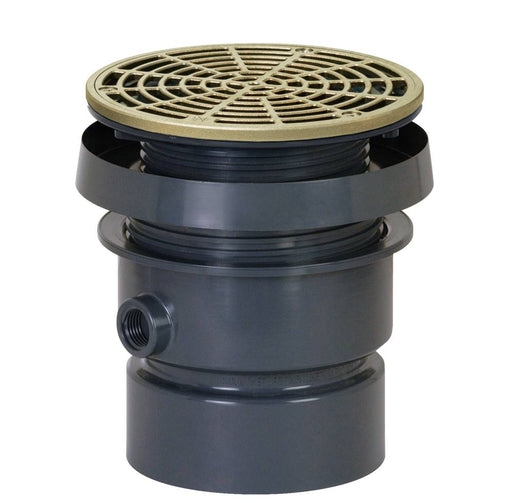 Sioux Chief 832-4PNR FinishLine™ On-Grade Floor Drain, 4" PVC Hub - 6-1/2'' Round Nickel-Bronze Ring & Strainer - Edmondson Supply