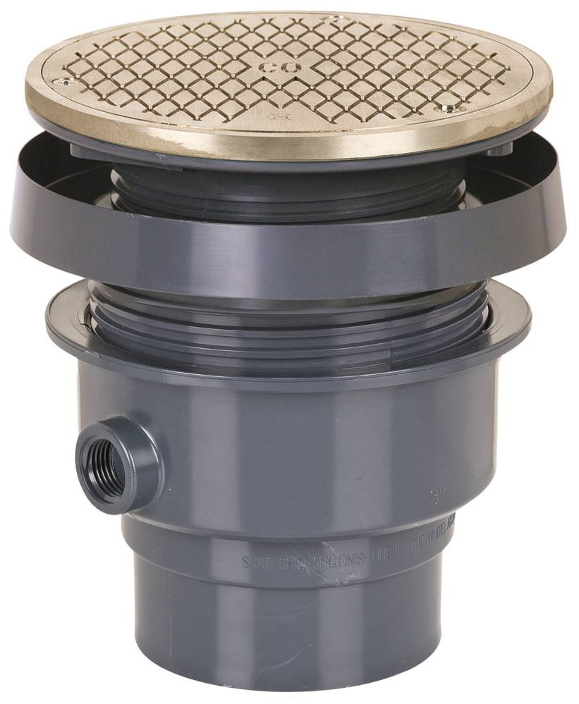 Sioux Chief 834-3PNR FinishLine™ Adjustable Floor Cleanout, 3'' PVC Hub - 6-1/2'' Round Nickel-Bronze Ring & Cover - Edmondson Supply