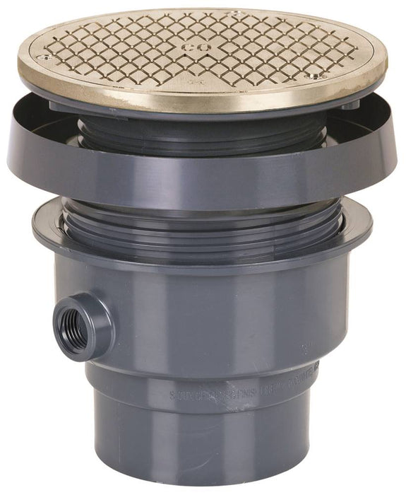 Sioux Chief 834-3PNR FinishLine™ Adjustable Floor Cleanout, 3'' PVC Hub - 6-1/2'' Round Nickel-Bronze Ring & Cover