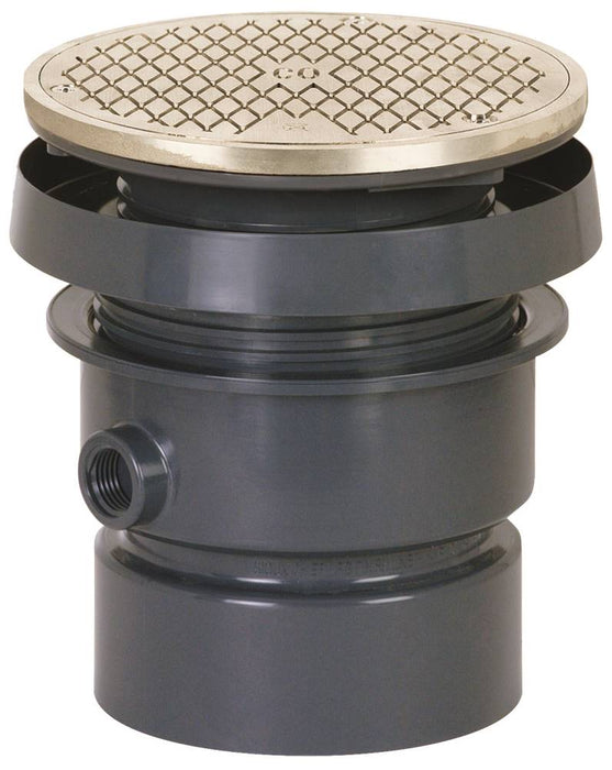 Sioux Chief 834-4PNR FinishLine™ Adjustable Floor Cleanout, 4'' PVC Hub - 6-1/2'' Round Nickel-Bronze Ring & Cover