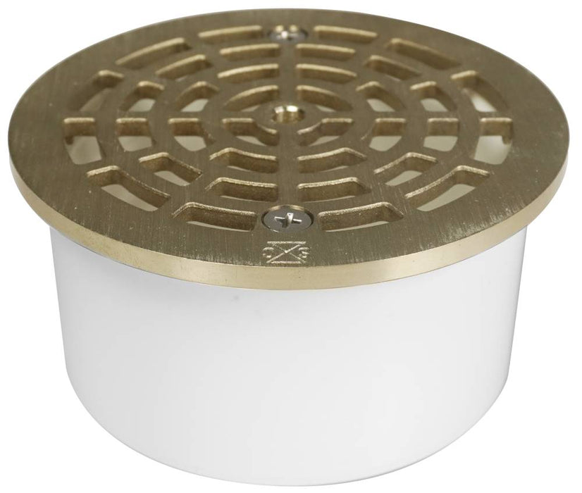 Sioux Chief 845-84PN PVC Flush-to-Floor Inside Pipe Drain with Nickel-Bronze Strainer, 4'' - Edmondson Supply