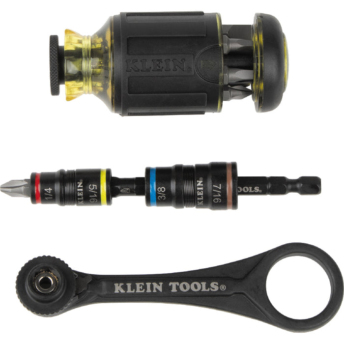 Klein Tools 85515HD Flip Socket, Mini Ratchet and Multi-Bit Driver Set, 3-Piece - Edmondson Supply