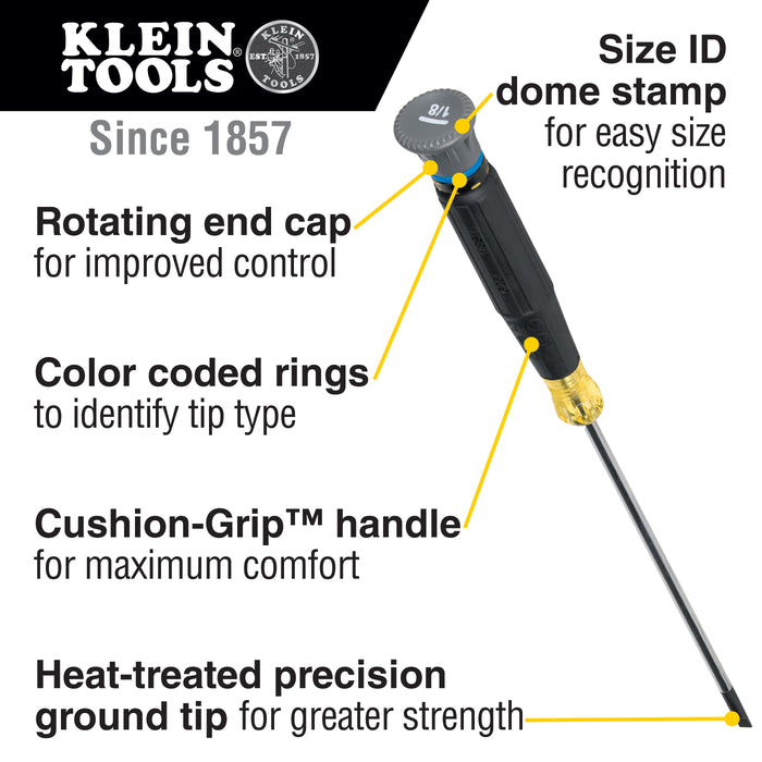 Klein Tools 6254 1/8-Inch Slotted Precision Screwdriver, 4-Inch Shank - Edmondson Supply