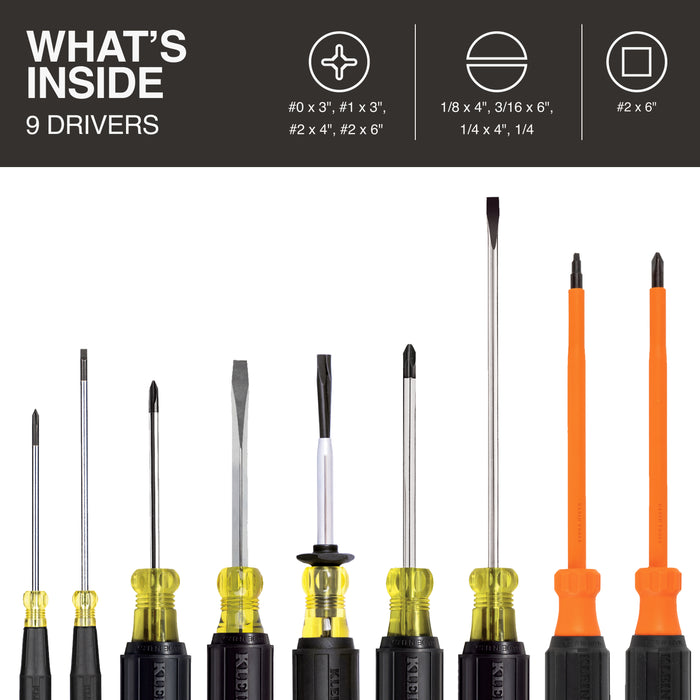 Klein Tools 85850 9-Piece Electrician Screwdriver Set - Edmondson Supply