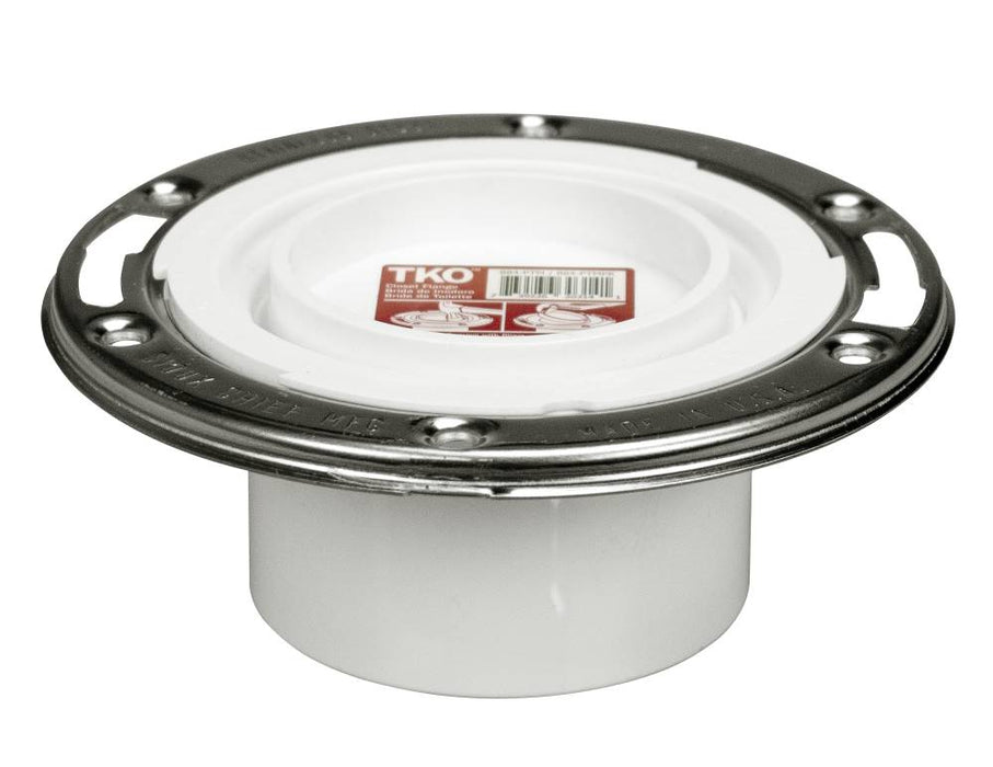 Sioux Chief 884-PTM TKO™ 3" Hub / 4" Inside-Fit PVC Closet Flange w/Knockout, Stainless Steel Swivel Ring