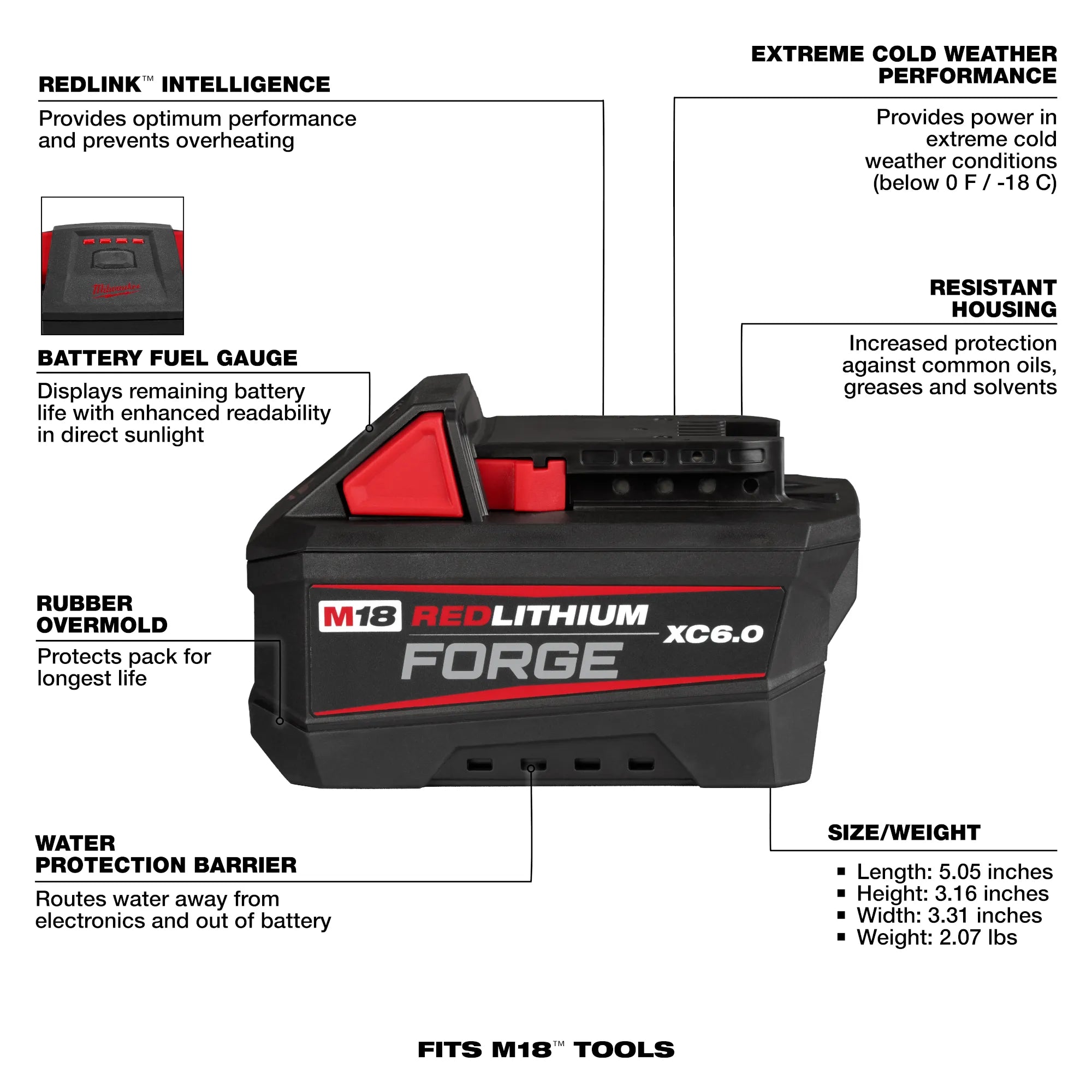 Milwaukee 48-11-1861 M18™ REDLITHIUM™ FORGE™ XC6.0 Battery Pack - Edmondson Supply
