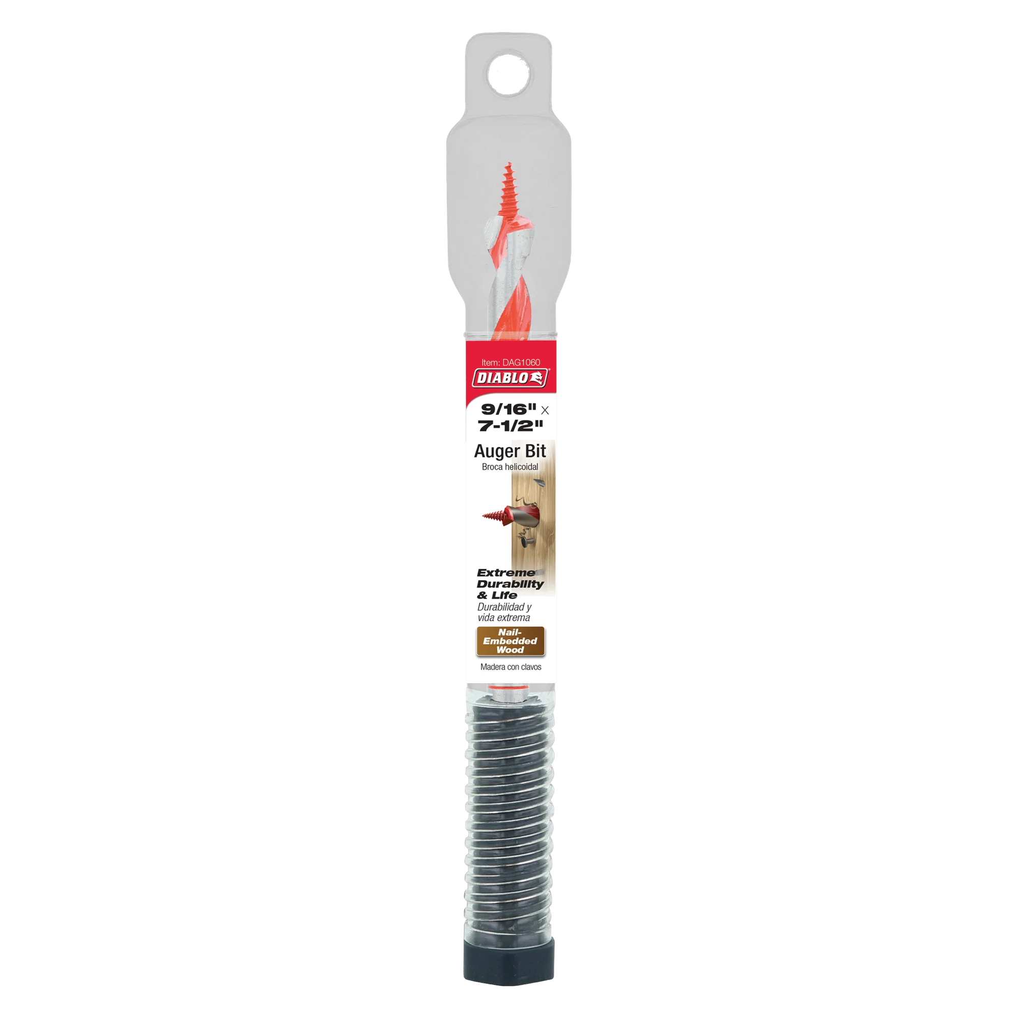 Diablo Tools DAG1060 9/16" x 7-1/2" Auger Bit for Wood & Nail-Embedded Wood - Edmondson Supply