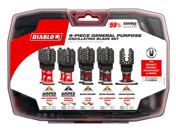 Diablo Tools DOU9S 9 pc Universal Fit General Purpose Oscillating Blade Set - Edmondson Supply