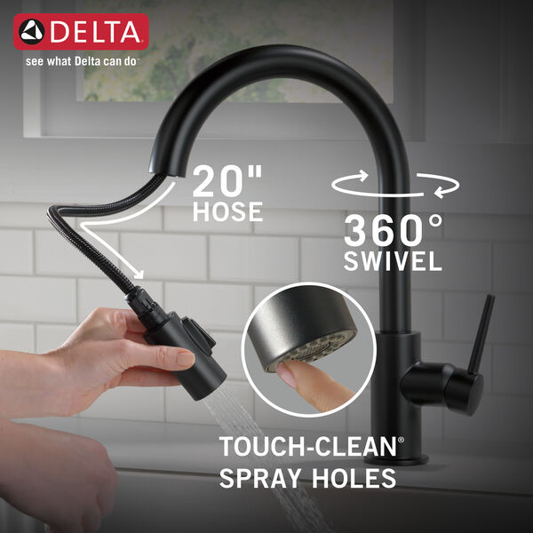 Delta TRINSIC®9159-BL-DST Single Handle Pull-Down Kitchen Faucet In Matte Black