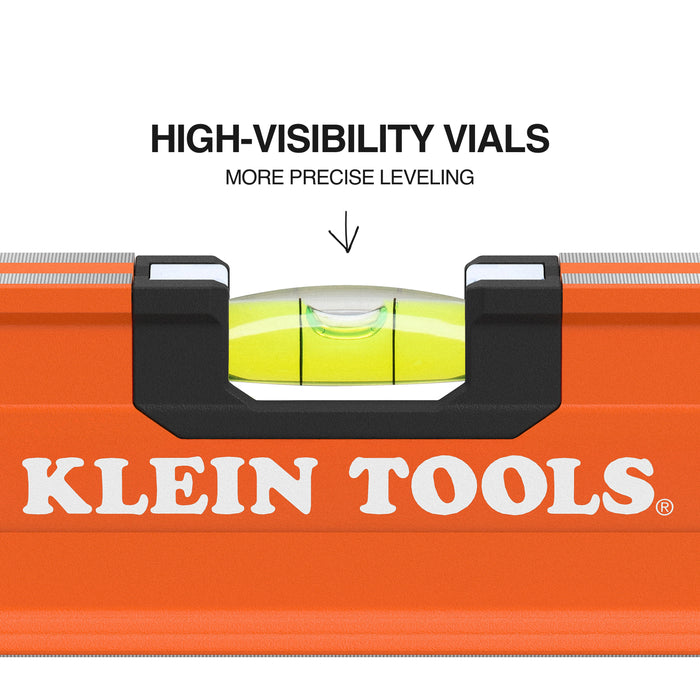 Klein Tools 93548 Box Beam Level, 3 Vial, 48-Inch - Edmondson Supply