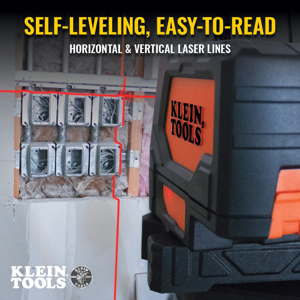 Klein Tools 93LCLS Laser Level, Self-Leveling Red Cross-Line Level and Red Plumb Spot - Edmondson Supply