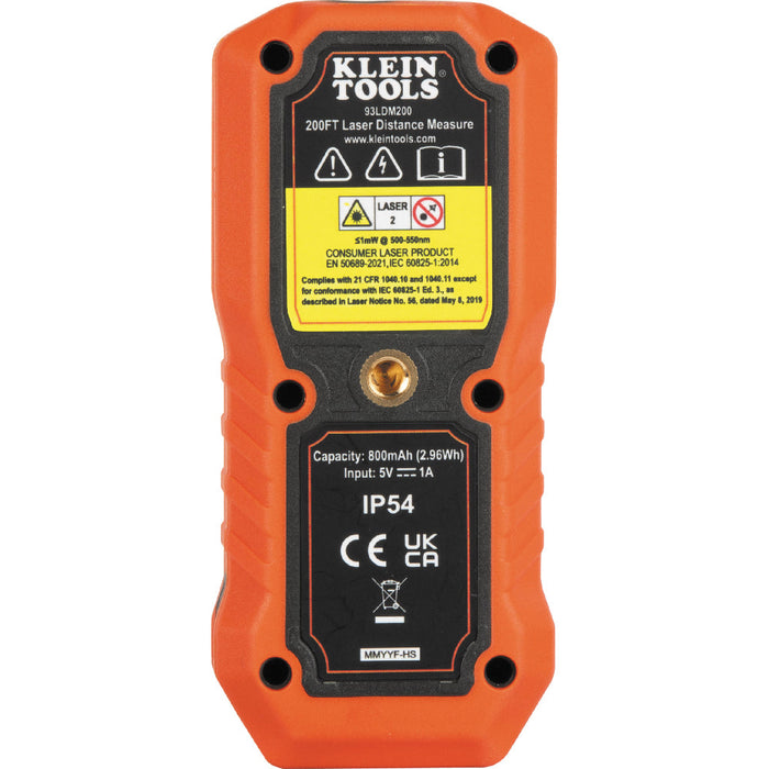 Klein Tools 93LDM200 Laser Distance Measure, 200-Foot - Edmondson Supply
