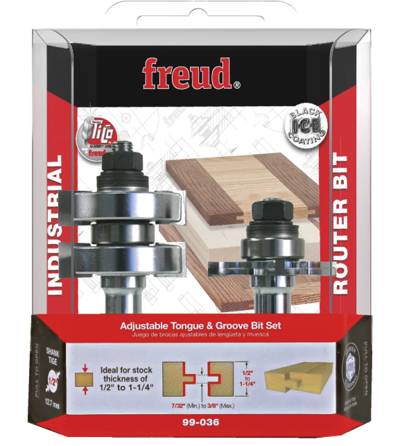 Freud 99-036 1-3/4" Adjustable Tongue & Groove Bit Set - Edmondson Supply