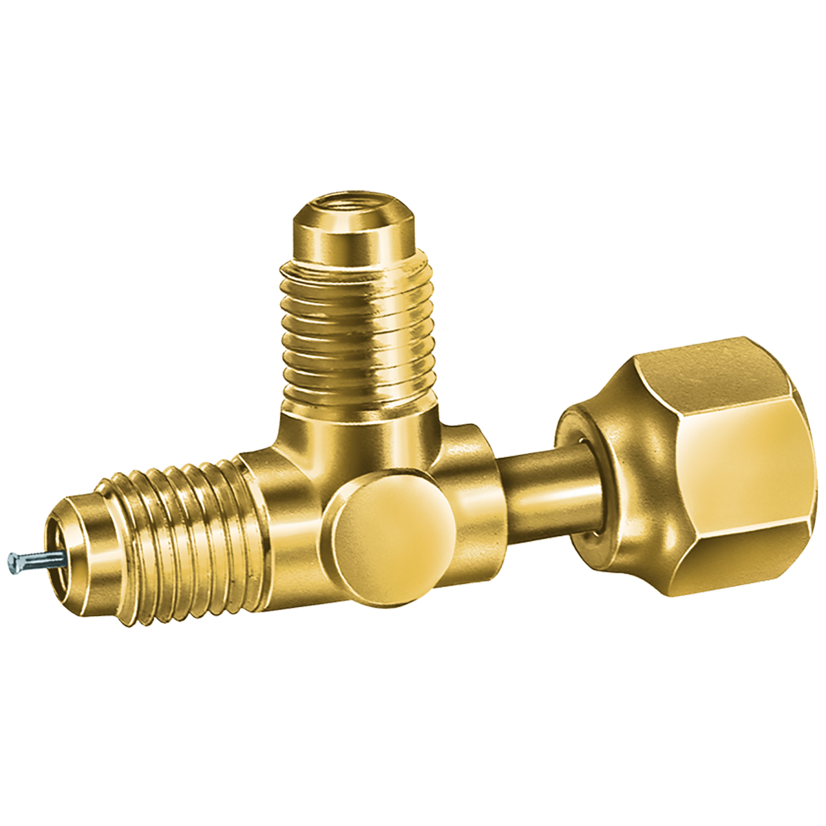 JB Industries A31851 Swivel Flare Tee with Depressor, 1/4" FE SAE swivel, nut on run (3 Pack) - Edmondson Supply